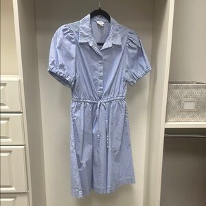 J. Crew Blue and White Striped Cotton Dress